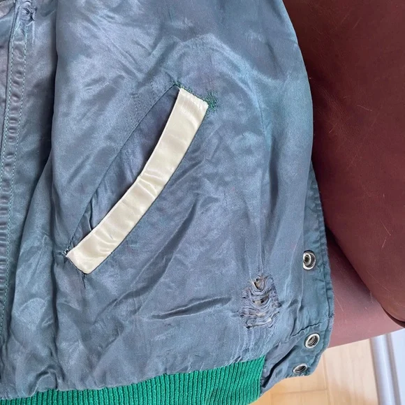 Vintage 1940s Varsity Jacket - Green - XS - Picture 3 of 11